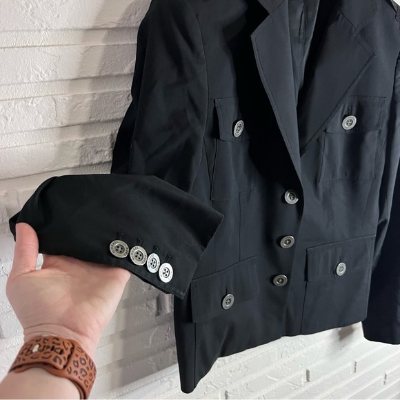Michael Michael Kors Black Wool Blend Button Up Sports Blazer, Women’s Size 10 - Picture 8 of 9